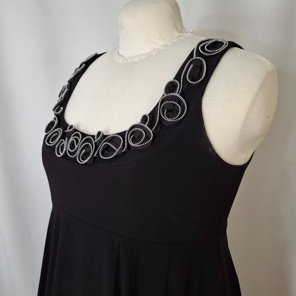 Peplum Black Dress Large Tiered Zipper Detailed Neckline Empire Style Tiana B - Picture 2 of 13